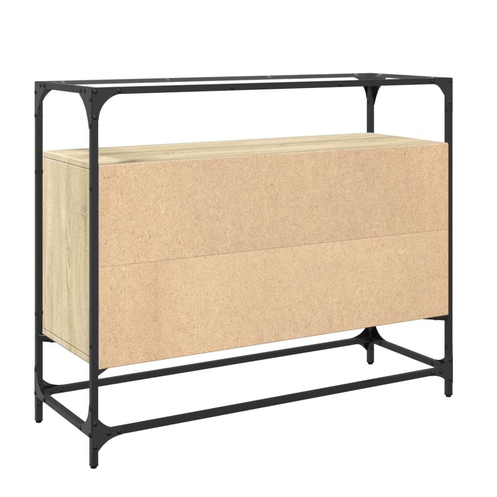 Sideboard With Glass Top 98X35X81 Cm Engineered Wood
