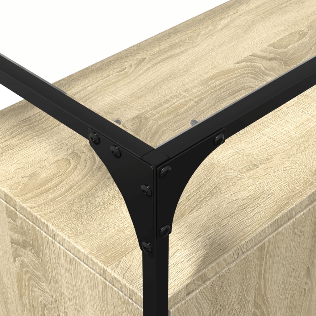 Sideboard With Glass Top 98X35X81 Cm Engineered Wood