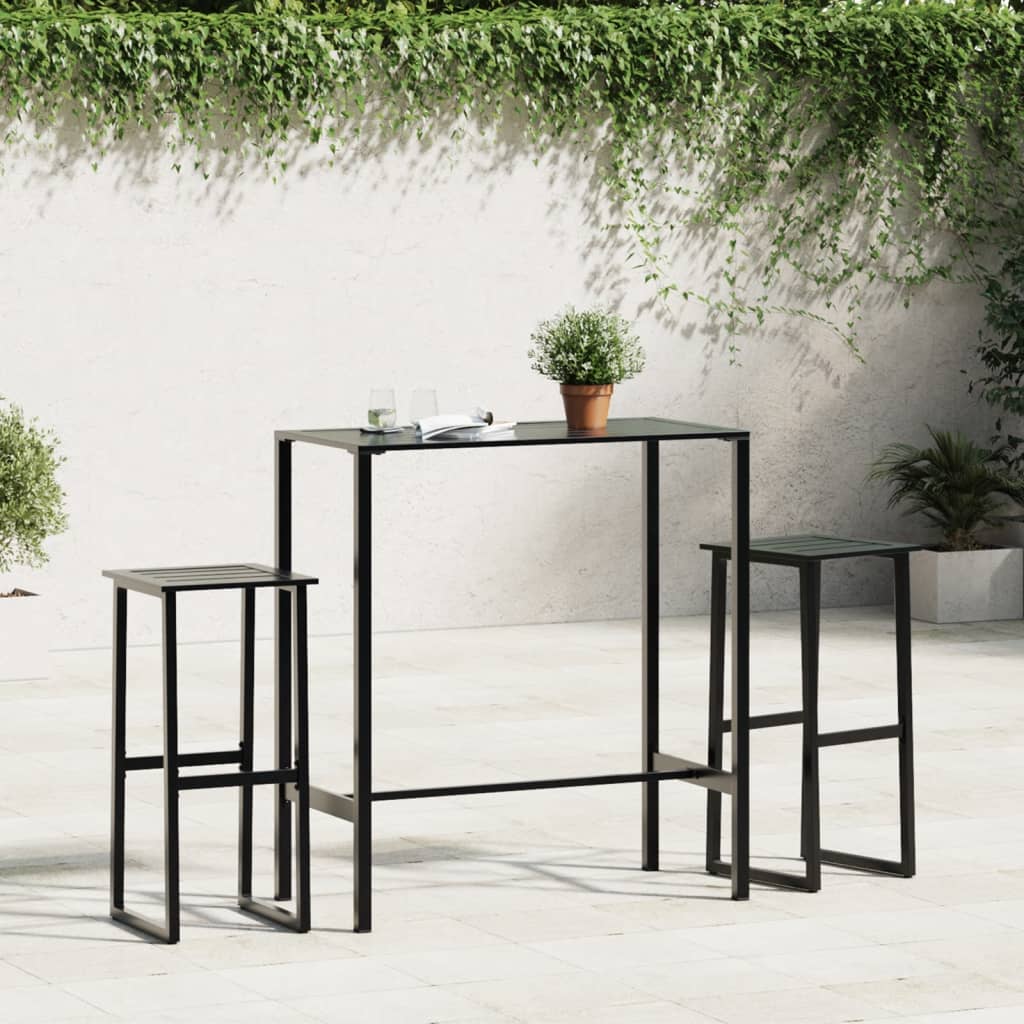 Outdoor Chair 4 Piece Bar Stools Black Powder Coated Steel Kitchen Breakfast Cha