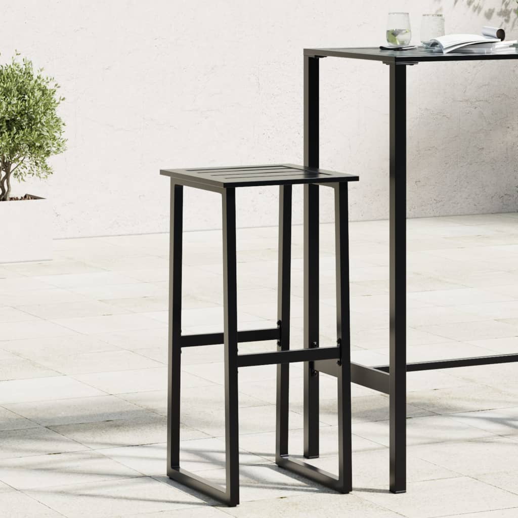 Outdoor Chair 4 Piece Bar Stools Black Powder Coated Steel Kitchen Breakfast Cha
