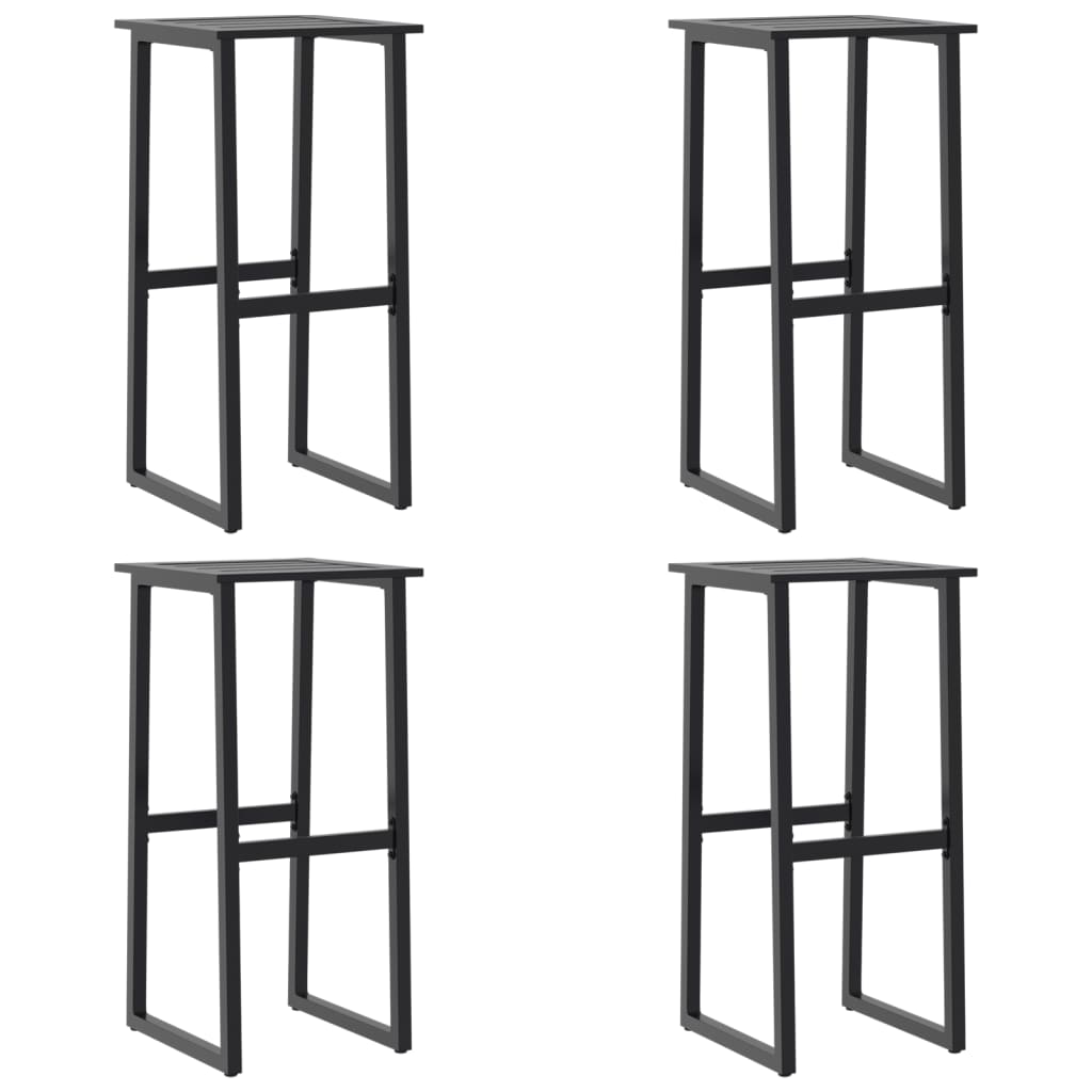 Outdoor Chair 4 Piece Bar Stools Black Powder Coated Steel Kitchen Breakfast Cha
