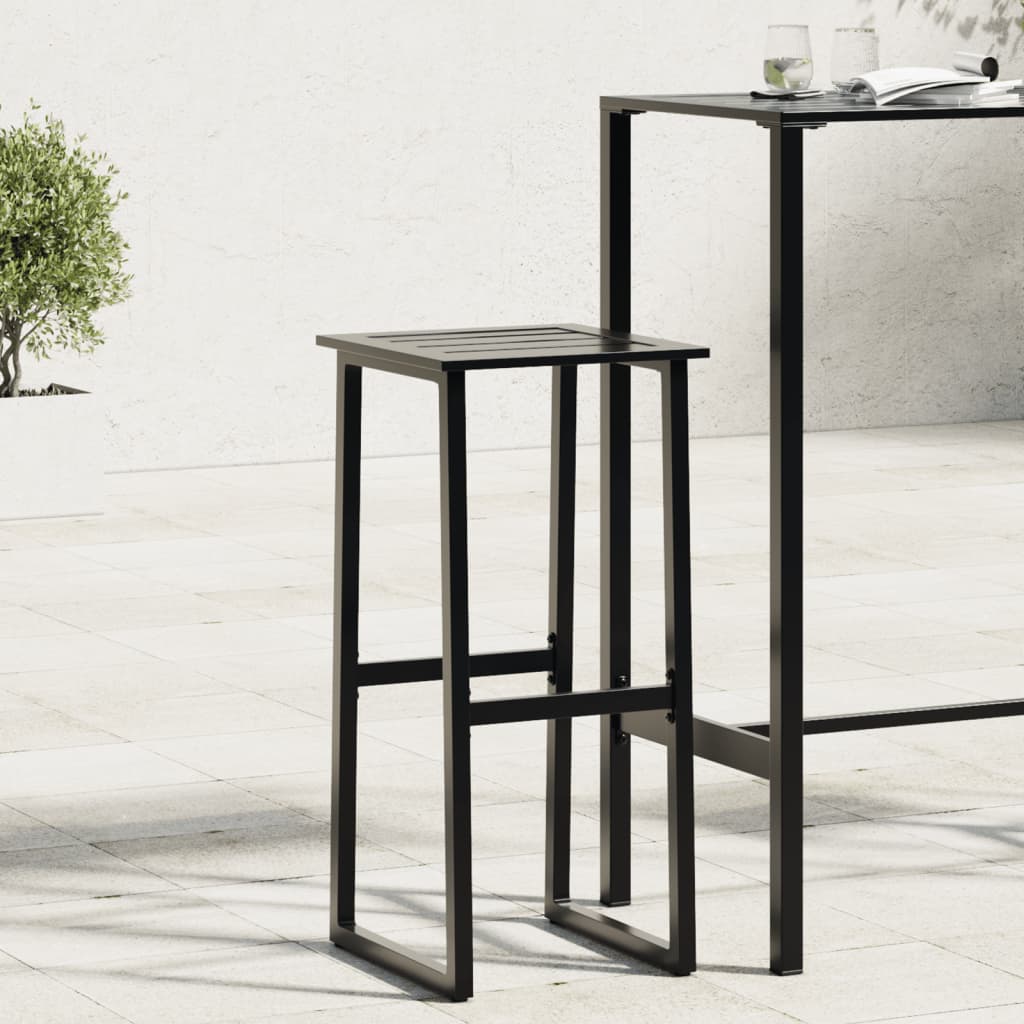 Outdoor Chair 4 Piece Bar Stools Black Powder Coated Steel Kitchen Breakfast Cha