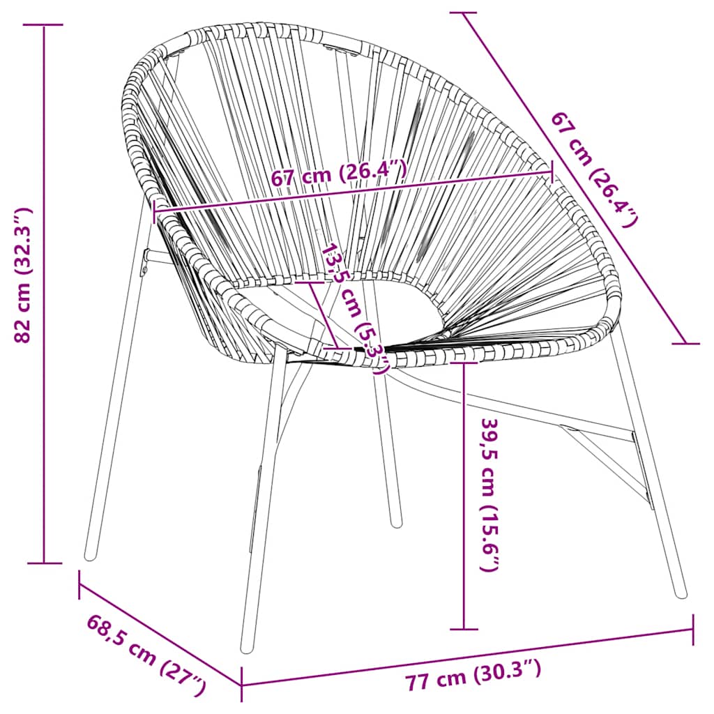 Garden Chair Set 3 Pcs Poly Rattan