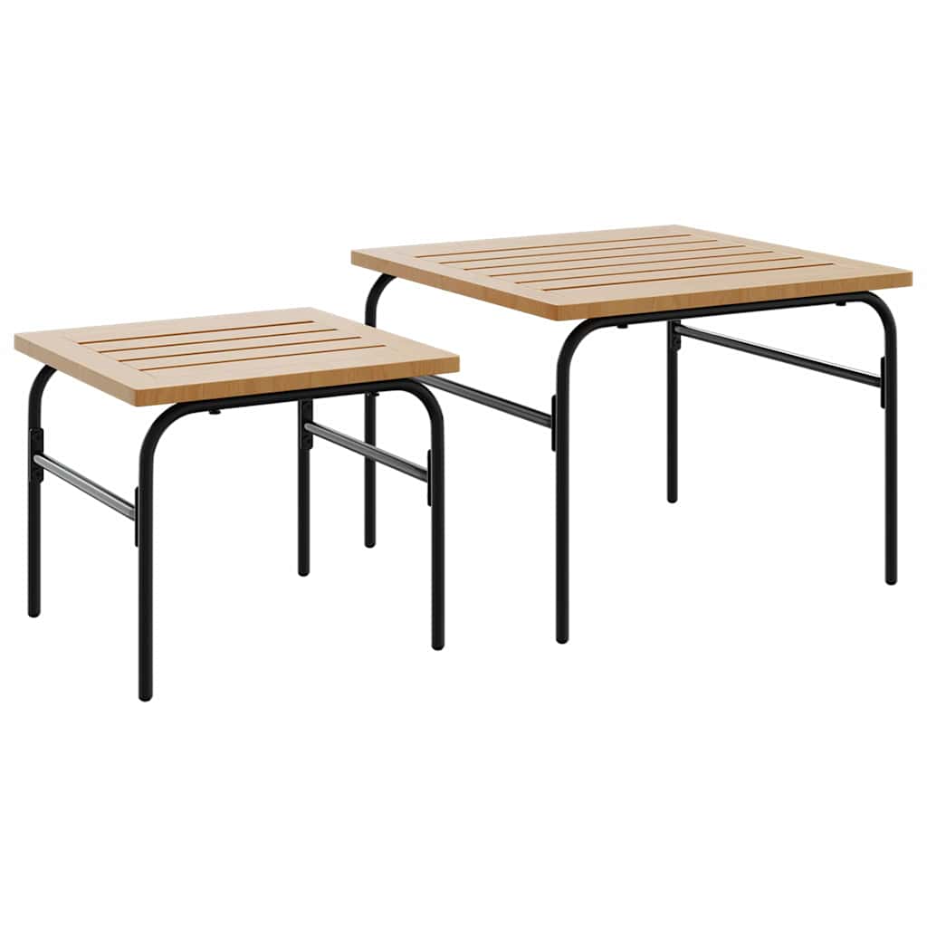 Garden Nest Of Coffee Tables 2 Pcs Brown And Black Steel