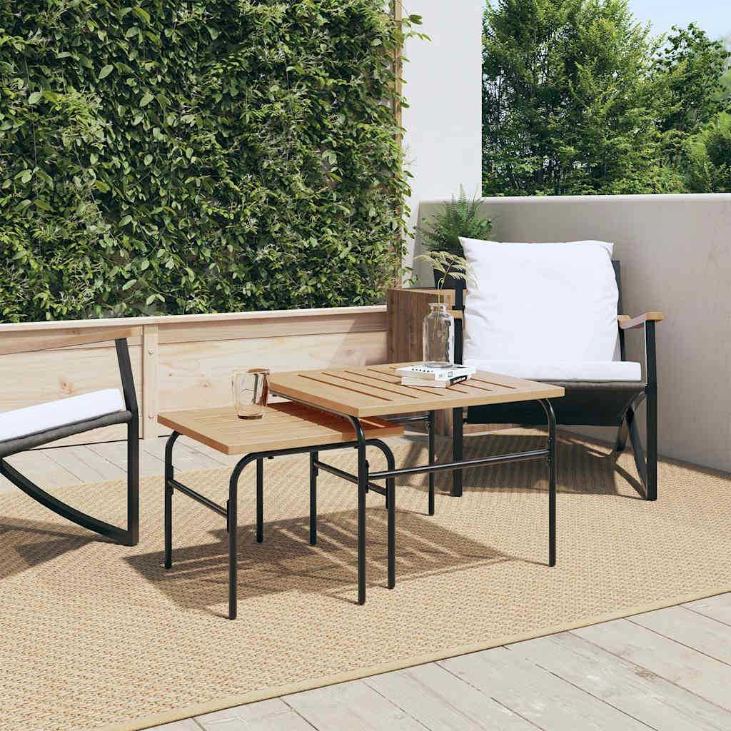 Garden Nest Of Coffee Tables 2 Pcs Brown And Black Steel
