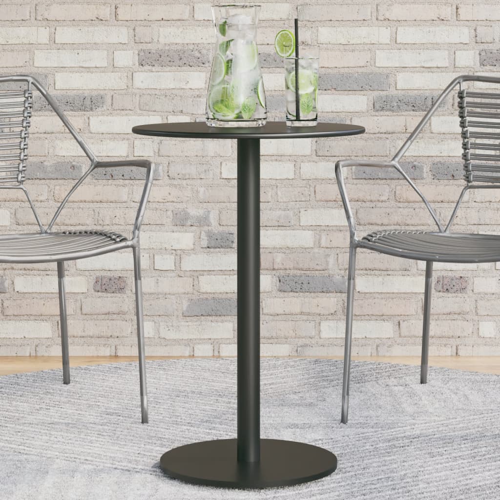 Garden Table Round Black Steel