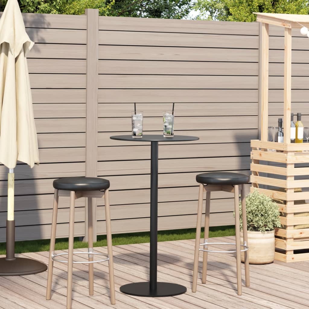 Garden Table Round Black Steel