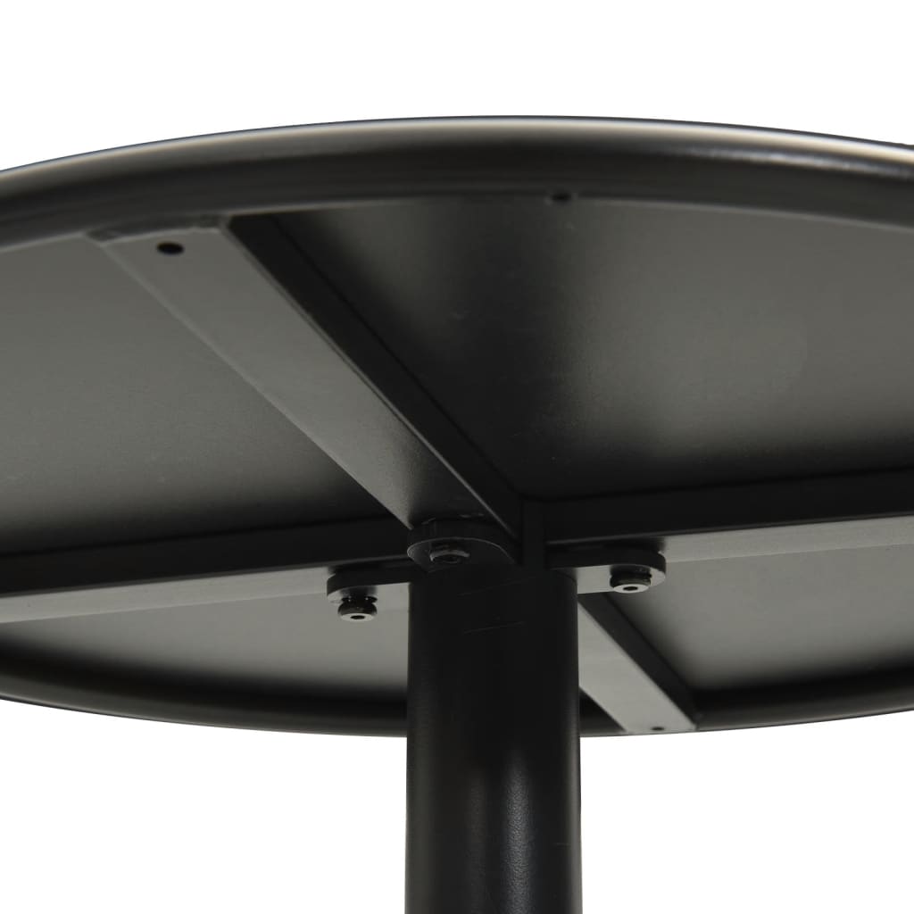 Garden Table Round Black Steel