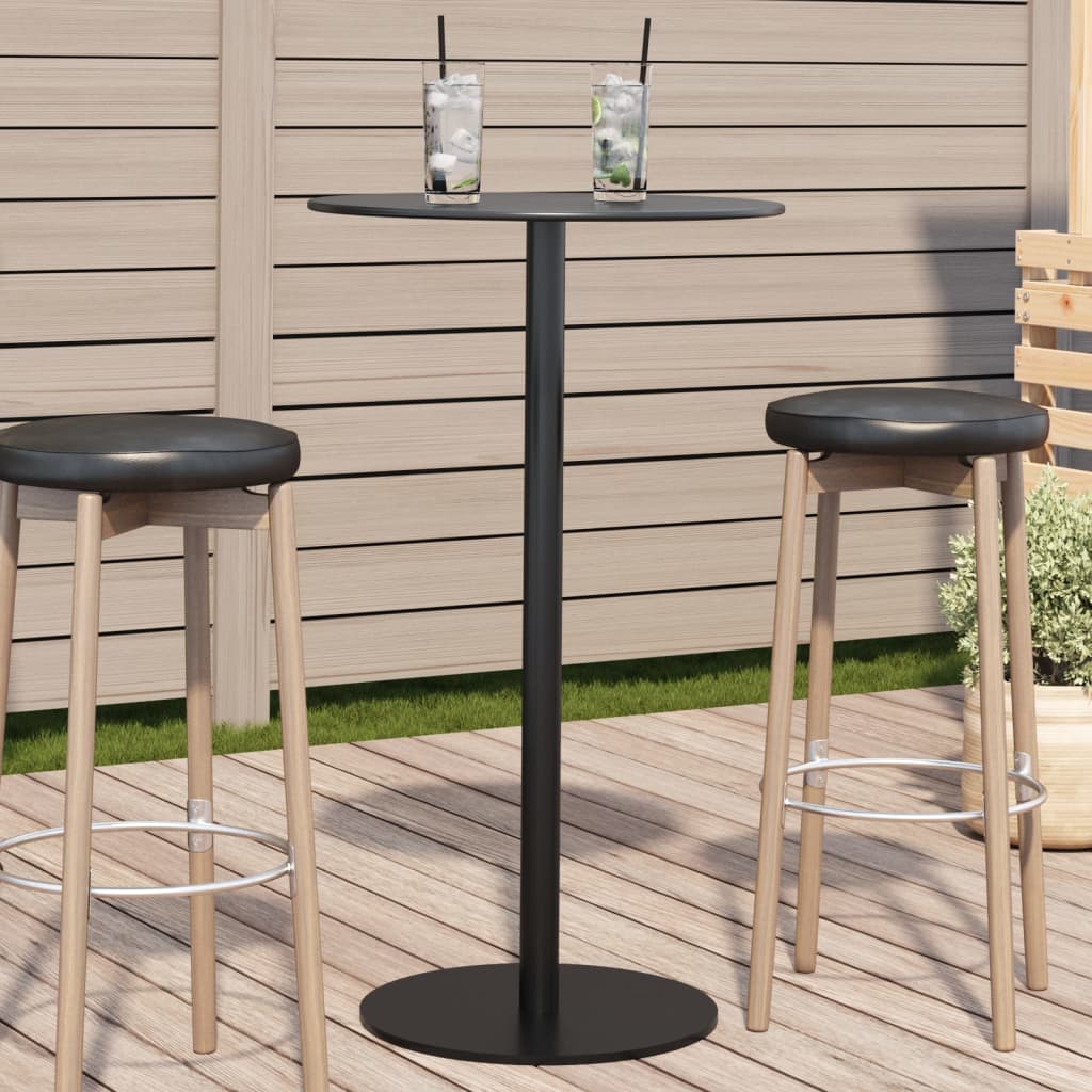 Garden Table Round Black Steel