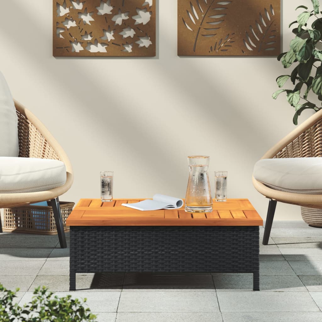 Outdoor Table Garden 70X70X25 Cm Rattan Acacia Wood grey black beige PE rattan 7