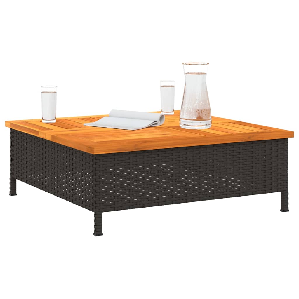 Outdoor Table Garden 70X70X25 Cm Rattan Acacia Wood grey black beige PE rattan 7
