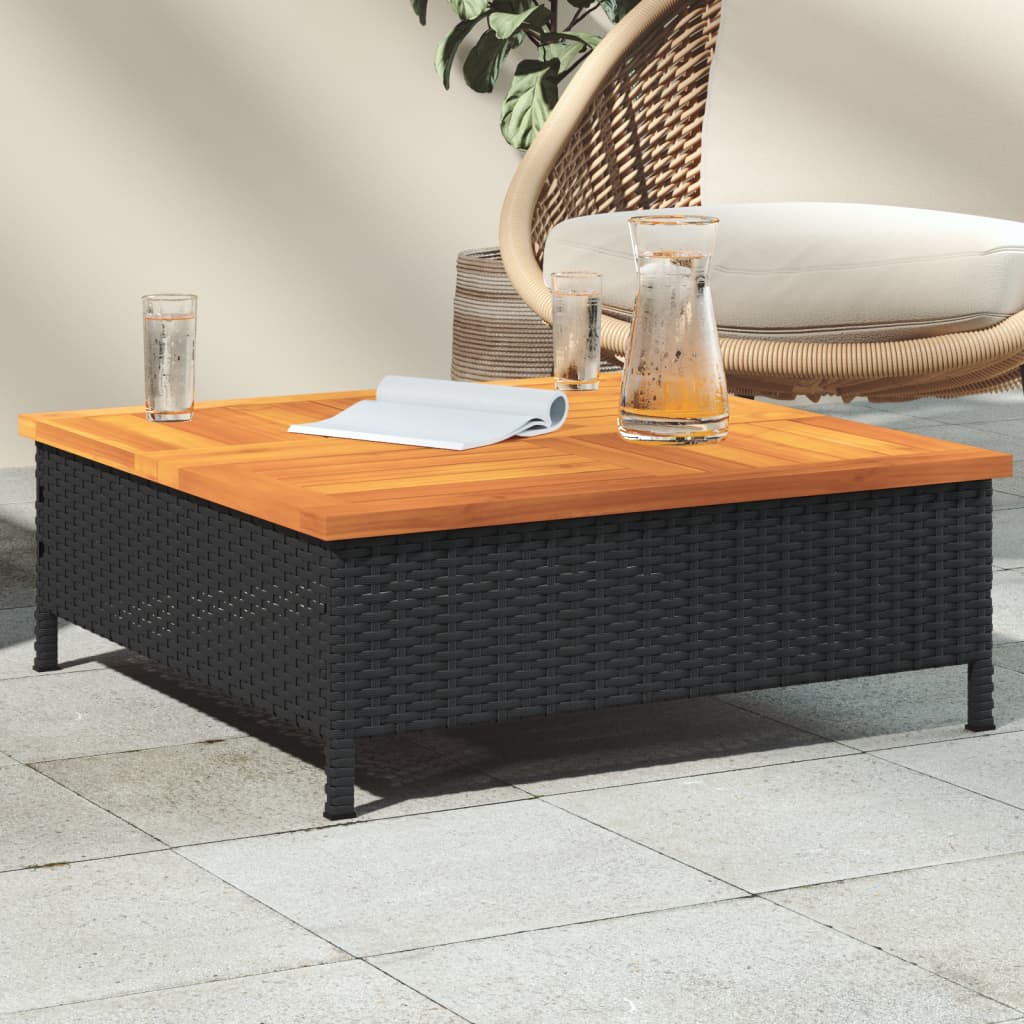 Garden Table 70X70X25 Cm Rattan And Acacia Wood