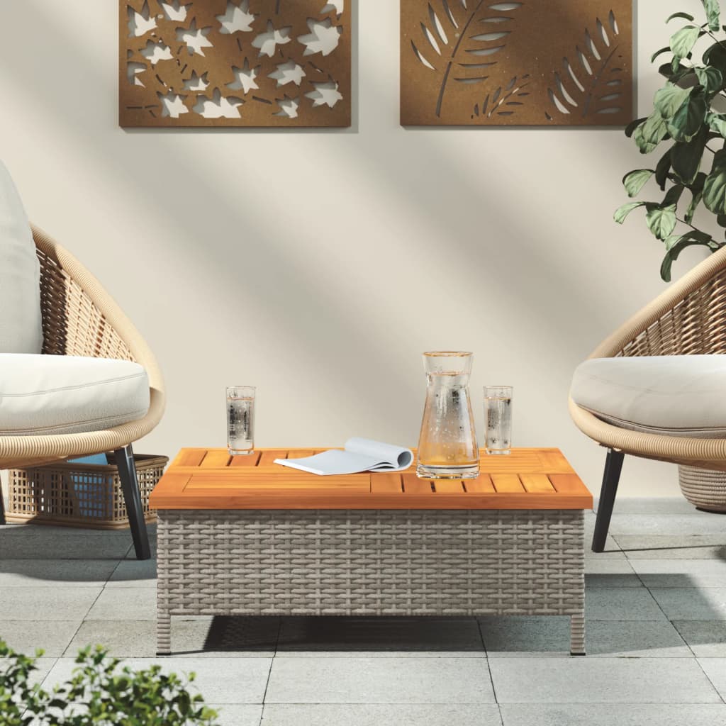 Outdoor Table Garden 70X70X25 Cm Rattan Acacia Wood grey black beige PE rattan 7