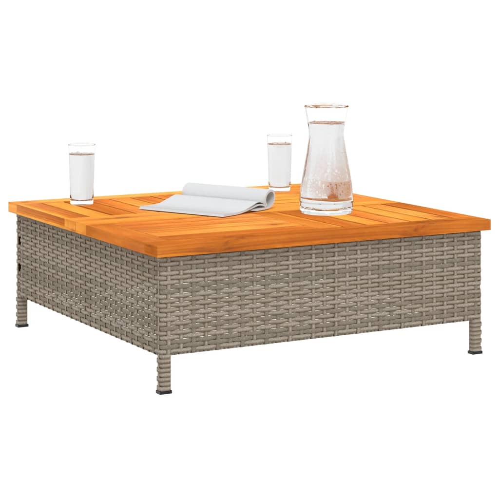 Outdoor Table Garden 70X70X25 Cm Rattan Acacia Wood grey black beige PE rattan 7
