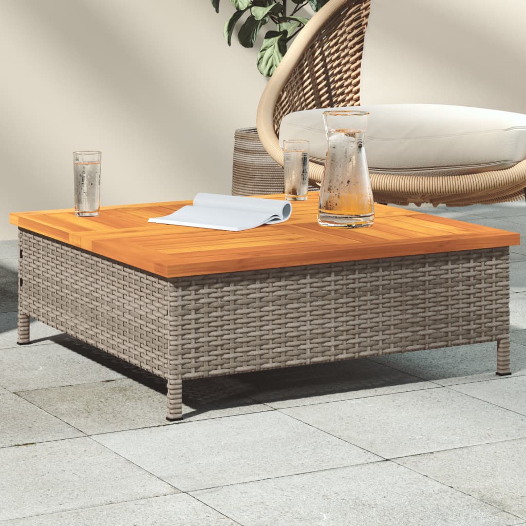 Outdoor Table Garden 70X70X25 Cm Rattan Acacia Wood grey black beige PE rattan 7