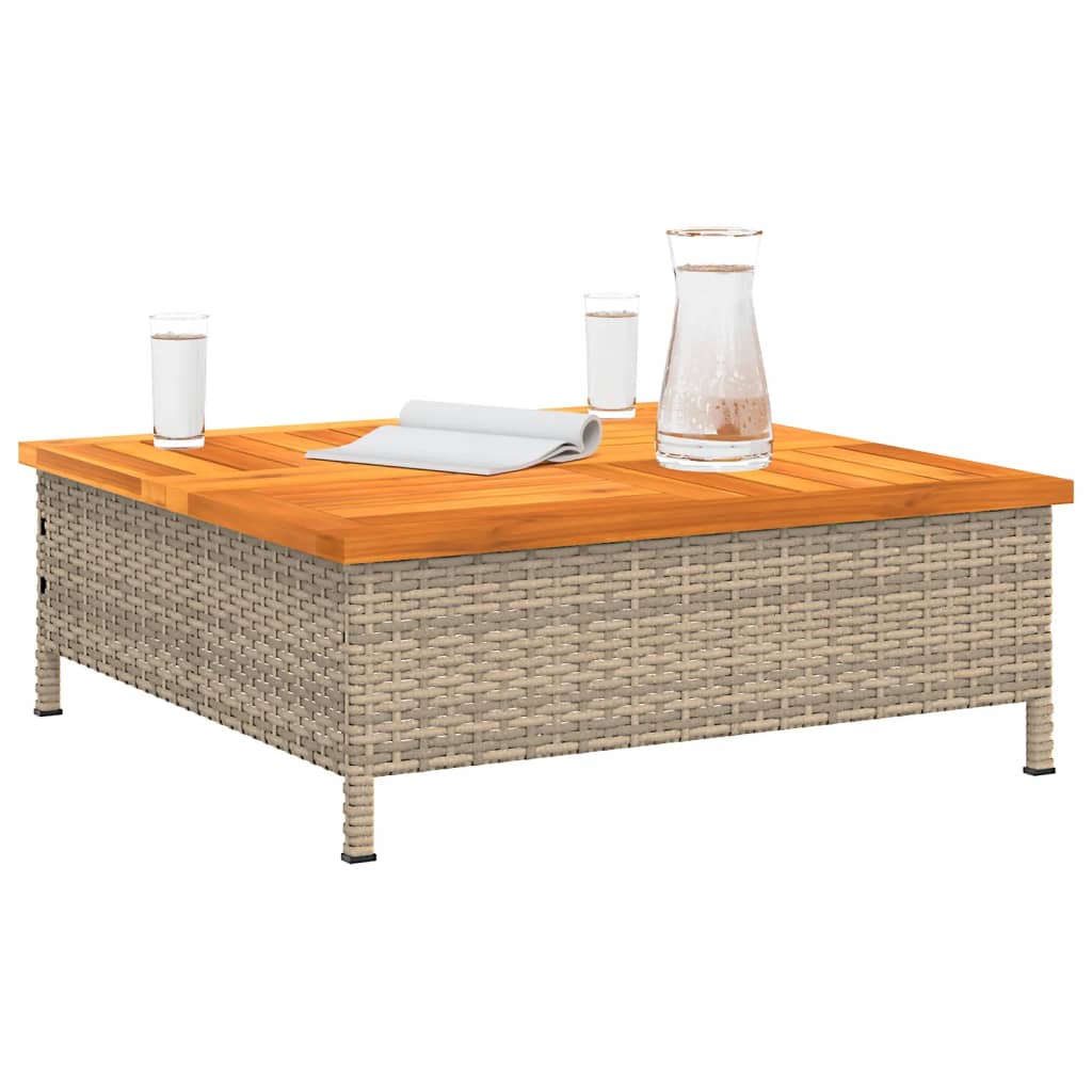 Garden Table 70X70X25 Cm Rattan And Acacia Wood