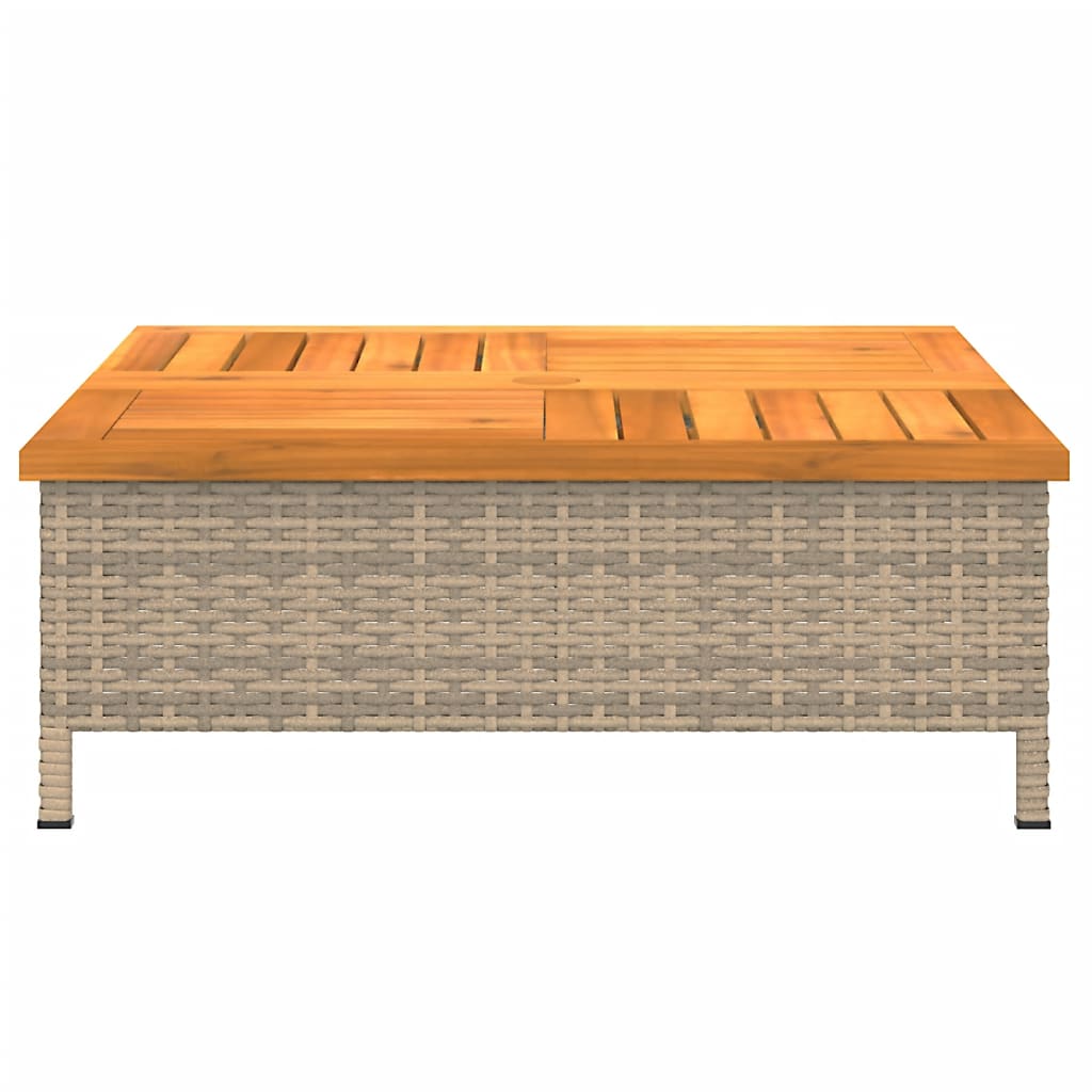Garden Table 70X70X25 Cm Rattan And Acacia Wood