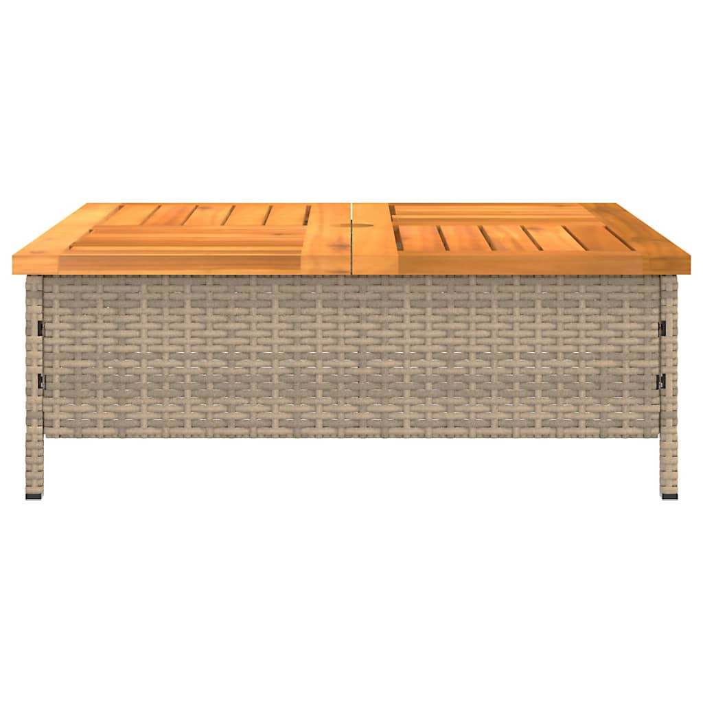 Garden Table 70X70X25 Cm Rattan And Acacia Wood