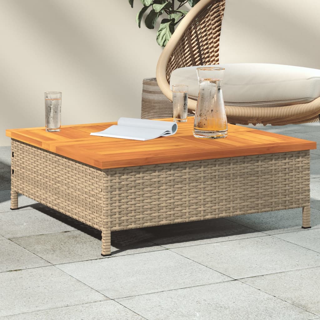 Outdoor Table Garden 70X70X25 Cm Rattan Acacia Wood grey black beige PE rattan 7