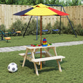 Picnic Table For 4 Kids With Umbrella Hole Solid Wood Fir