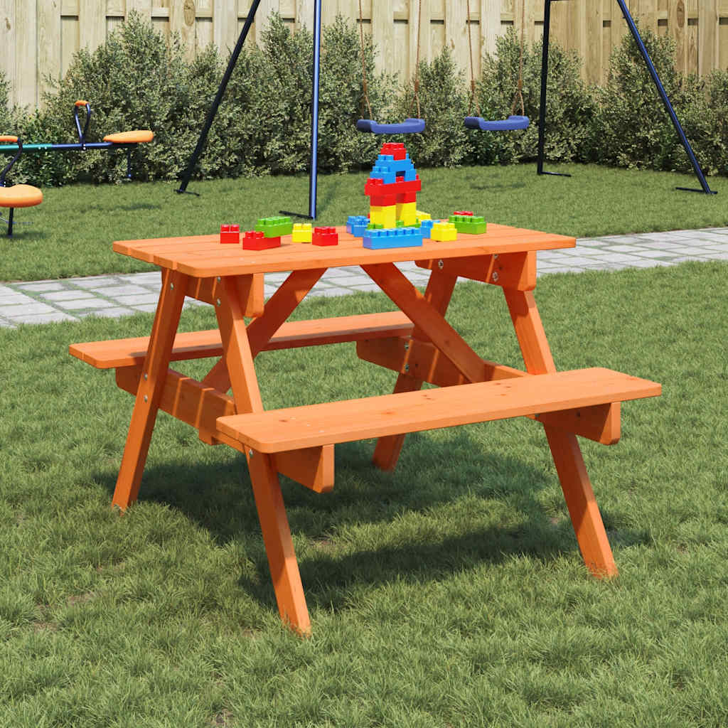 Picnic Table For 4 Kids With Umbrella Hole Solid Wood Fir