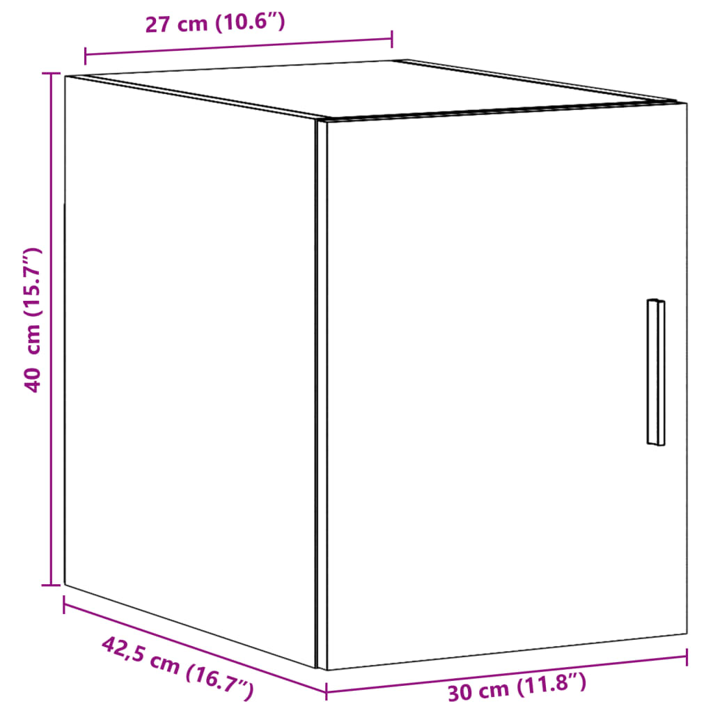Wall Cabinet 30X42.5X40 Cm Engineered Wood