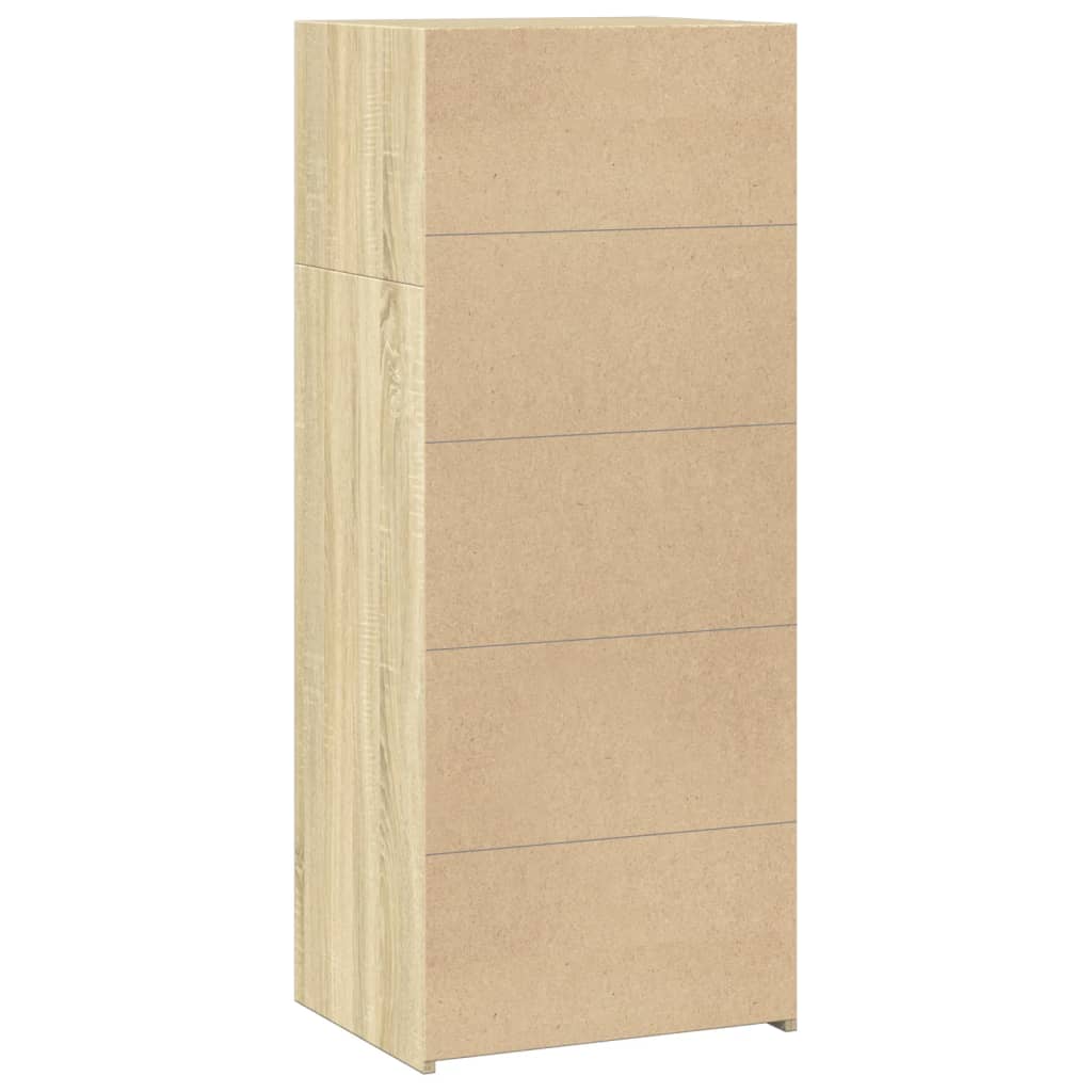 Sideboard Highboard 50X41X124 Cm Engineered Wood Smoked Oak Grey Sonoma White 50