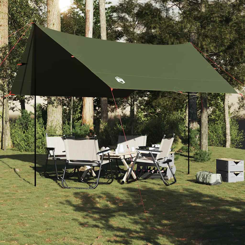 Tents Camping Tarp 430X380X210 Cm Waterproof Blue Green Grey And Orange Brown 43
