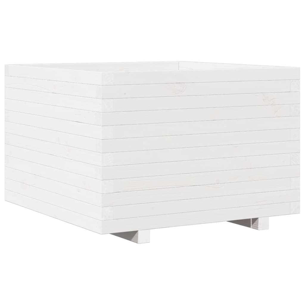 Planter White Wooden Garden 70x70x49.5cm Solid Pine Outdoor Pot Solid pinewood 7