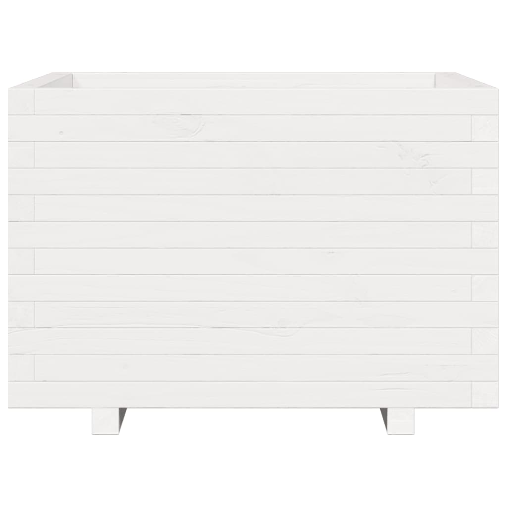 Planter White Wooden Garden 70x70x49.5cm Solid Pine Outdoor Pot Solid pinewood 7