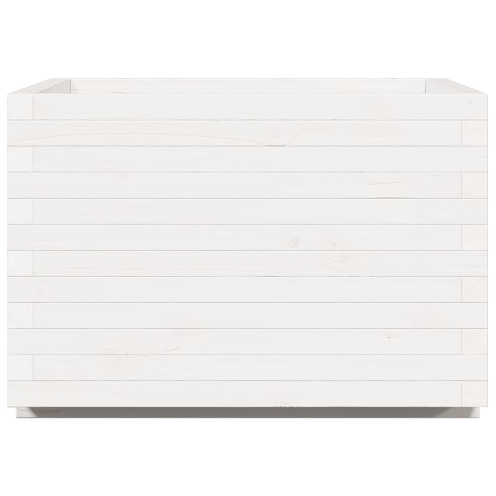 Planter White Wooden Garden 70x70x49.5cm Solid Pine Outdoor Pot Solid pinewood 7