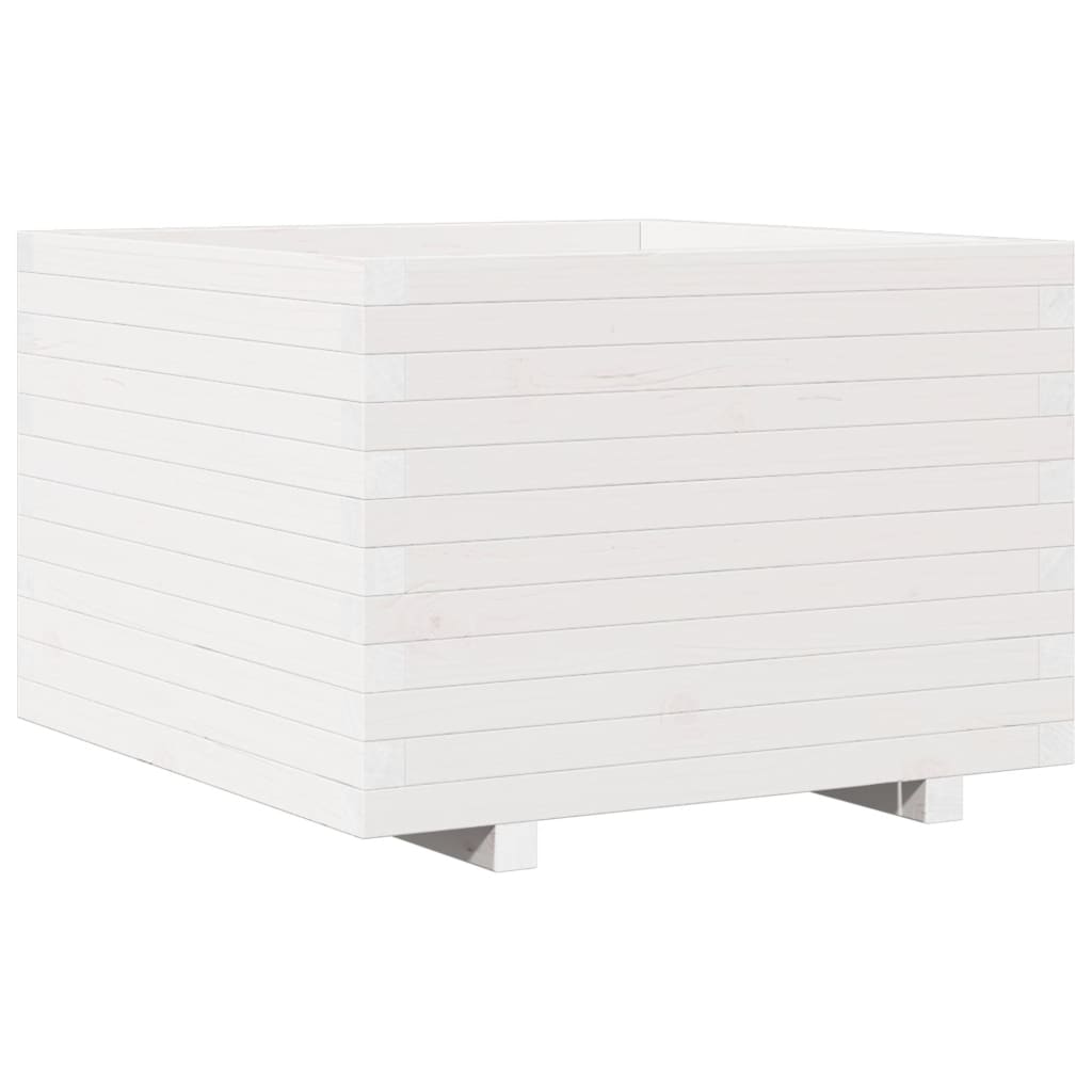 Planter White Wooden Garden 70x70x49.5cm Solid Pine Outdoor Pot Solid pinewood 7