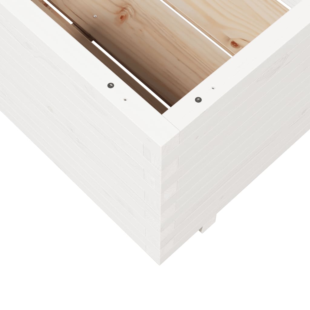 Planter White Wooden Garden 70x70x49.5cm Solid Pine Outdoor Pot Solid pinewood 7
