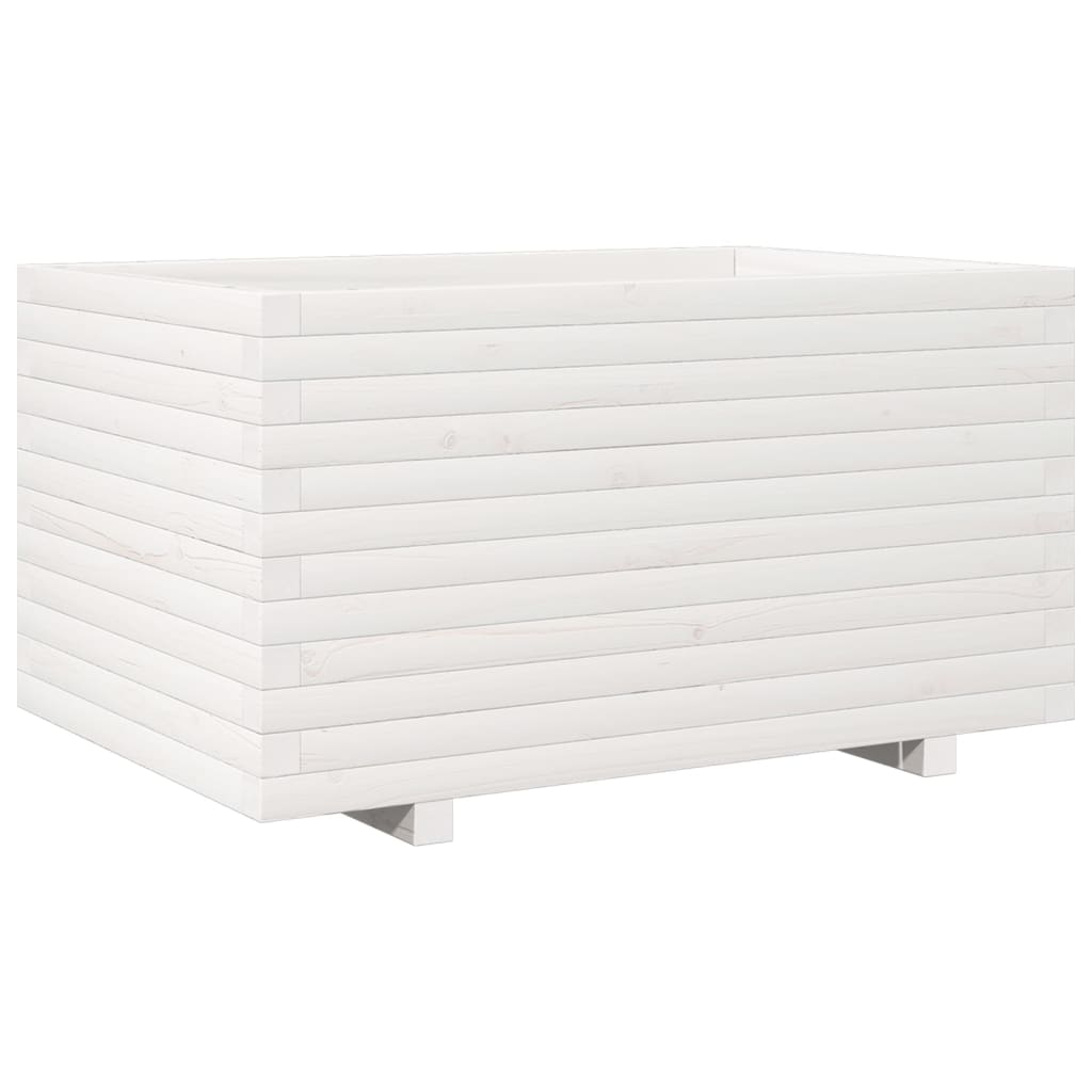 Planter White Solid Pine Garden 90x60x49.5cm Raised Flower Bed Solid pinewood 90