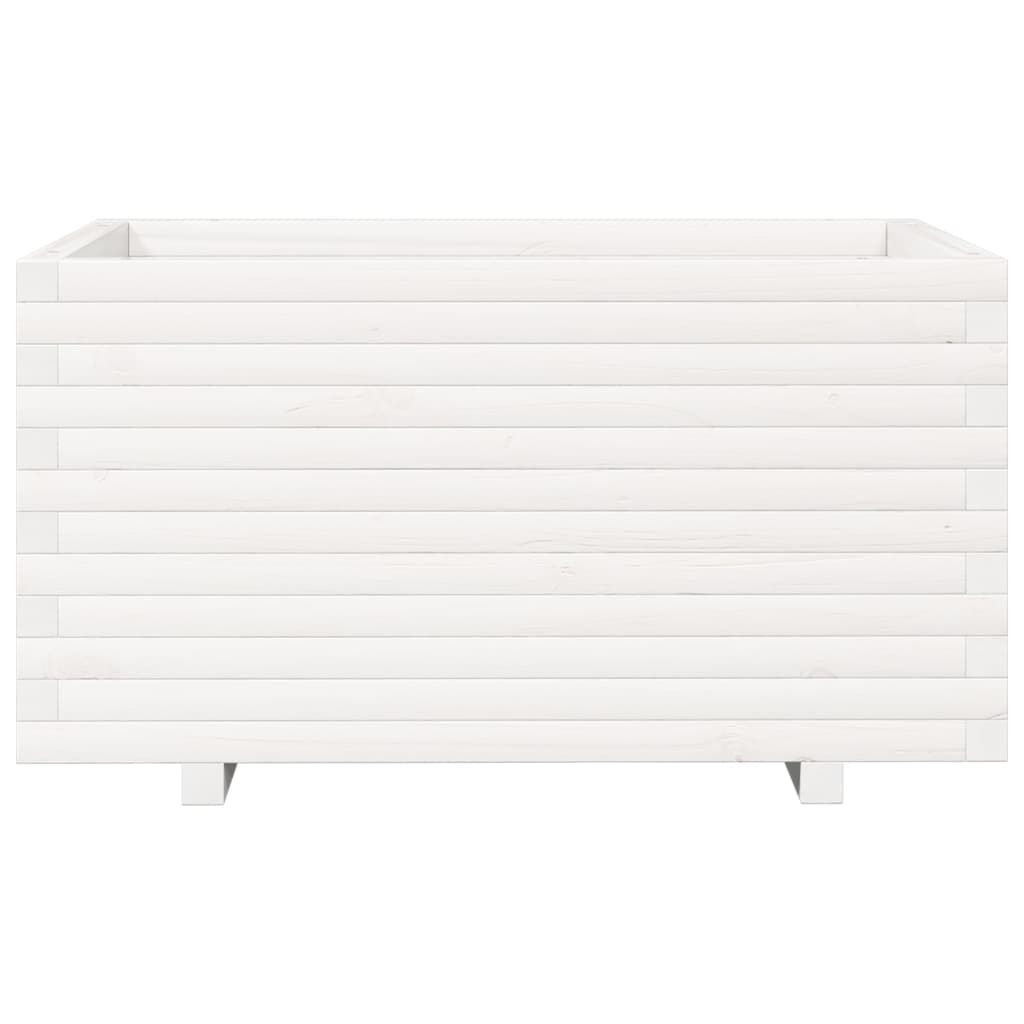 Planter White Solid Pine Garden 90x60x49.5cm Raised Flower Bed Solid pinewood 90