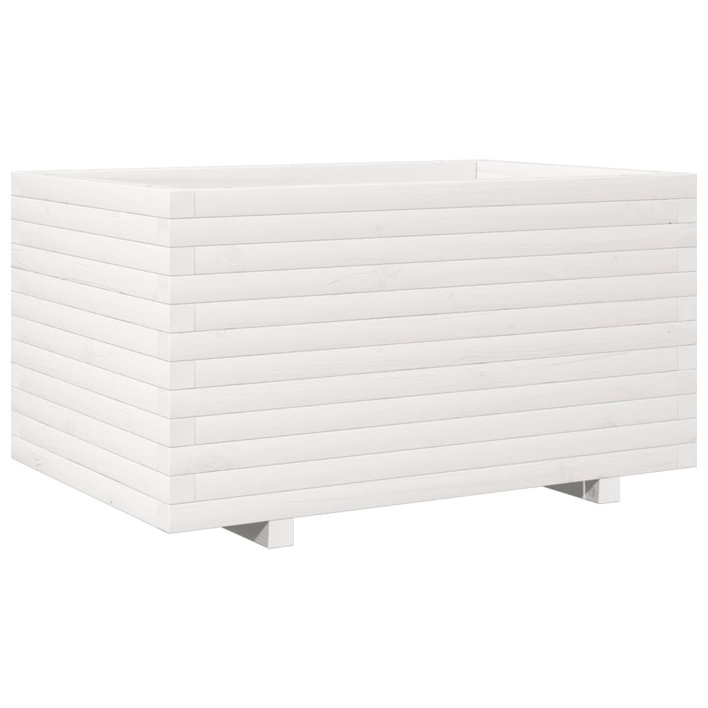 Planter White Solid Pine Garden 90x60x49.5cm Raised Flower Bed Solid pinewood 90