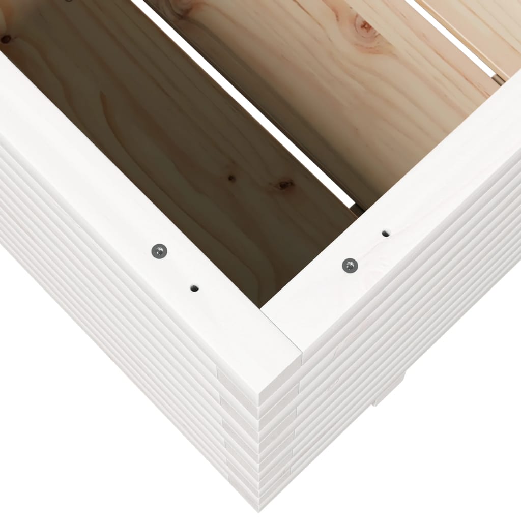 Planter White Solid Pine Garden 90x60x49.5cm Raised Flower Bed Solid pinewood 90