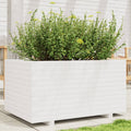 Planter White Solid Pine Garden 90x60x49.5cm Raised Flower Bed Solid pinewood 90
