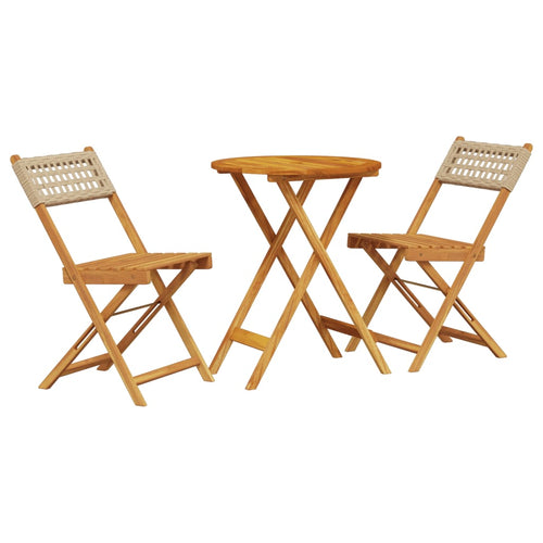 3 Piece Bistro Set Poly Rattan And Solid Wood