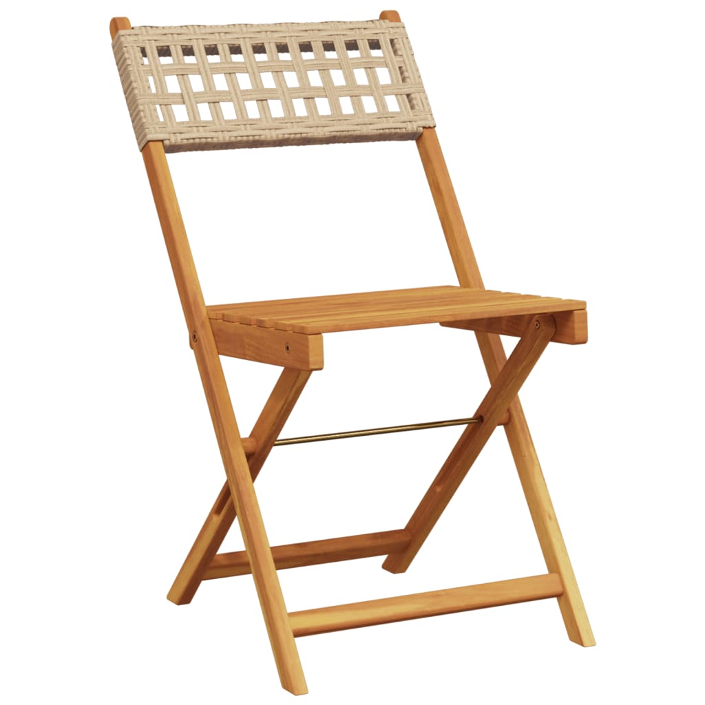 3 Piece Bistro Set Poly Rattan And Solid Wood