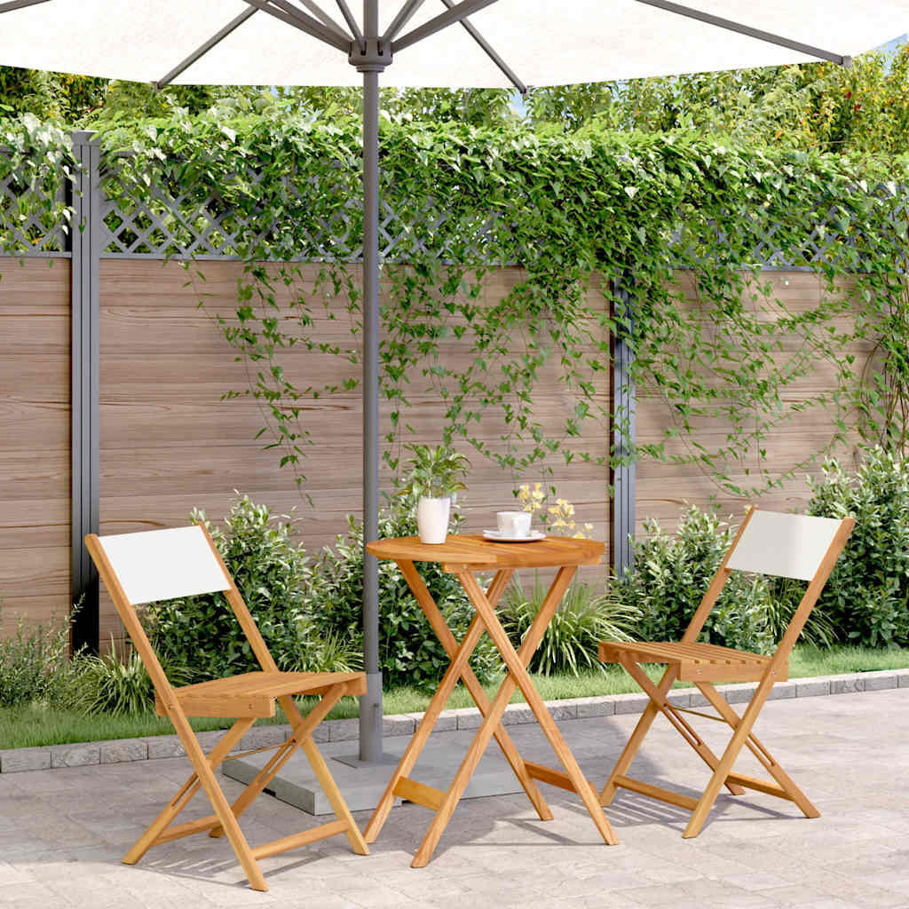 Outdoor Furniture Set 3 Piece Bistro Solid Wood & Fabric Garden Patio Table Chai