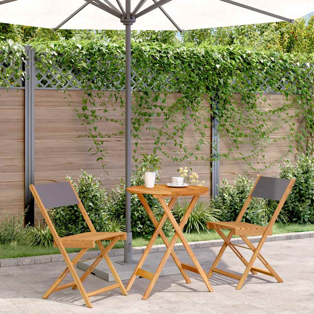 Outdoor Furniture Set 3 Piece Bistro Solid Wood & Fabric Garden Patio Table Chai