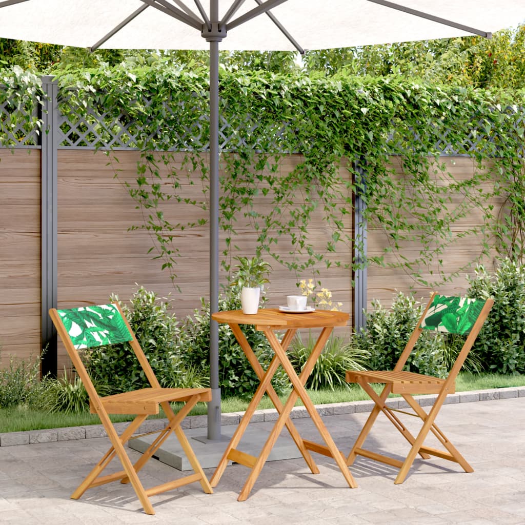 3 Piece Bistro Set Fabric And Solid Wood