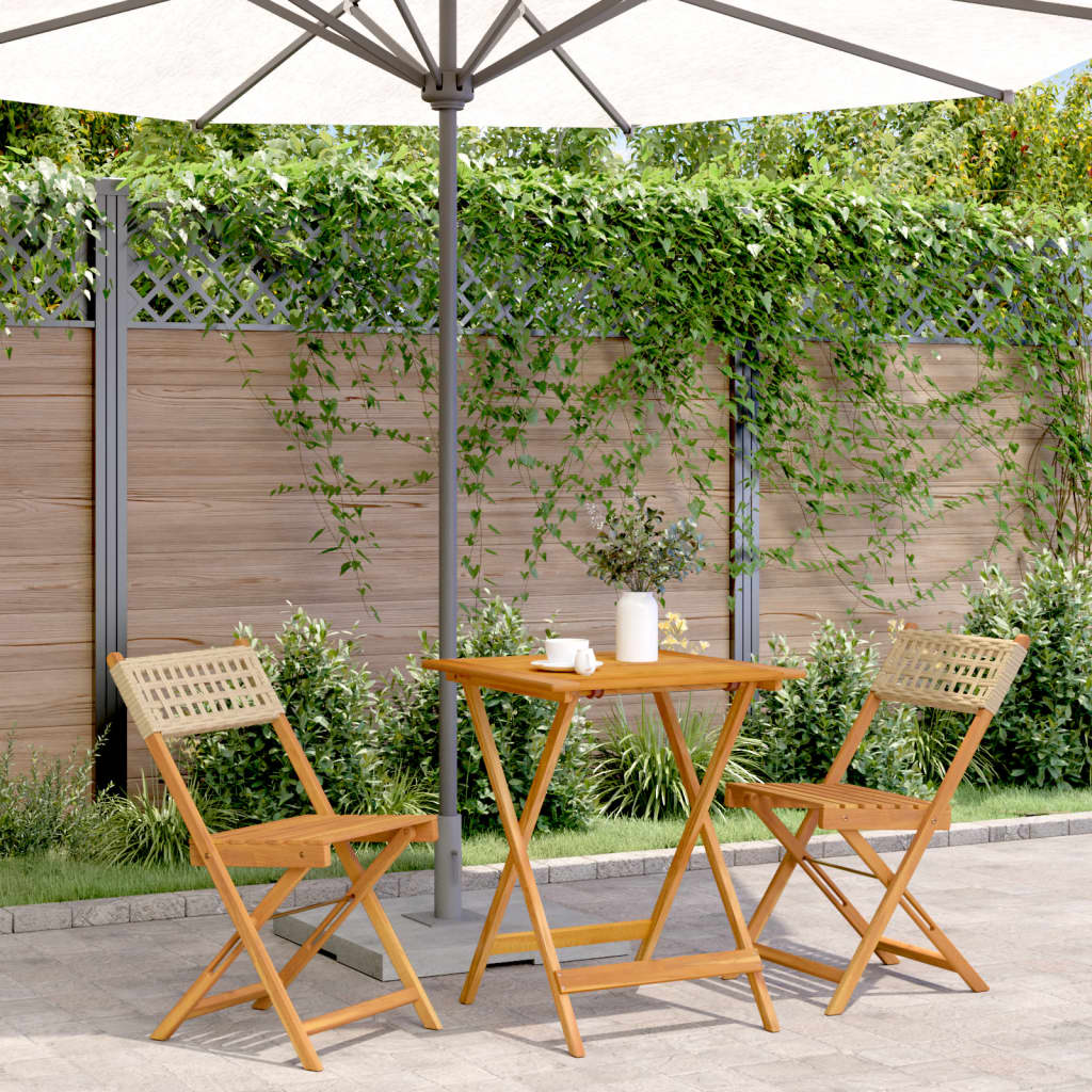 3 Piece Bistro Set Poly Rattan And Solid Wood