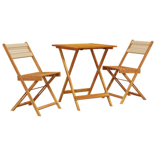 3 Piece Bistro Set Polypropylene And Solid Wood