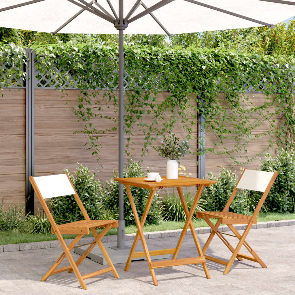 3 Piece Bistro Set Fabric And Solid Wood