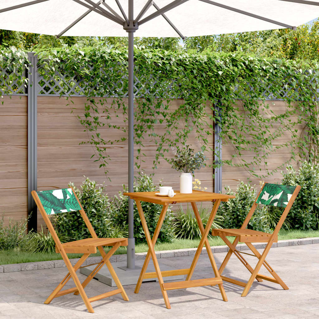 3 Piece Bistro Set Fabric And Solid Wood