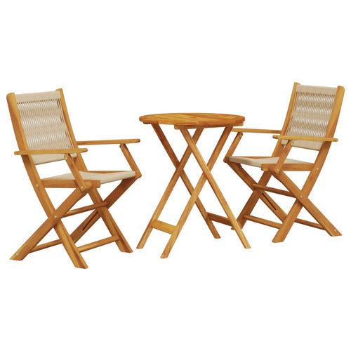 3 Piece Bistro Set Polypropylene And Solid Wood