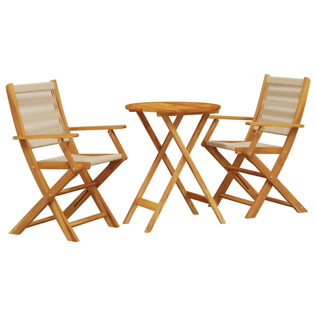 Outdoor Furniture Set 3 Piece Bistro Polypropylene & Solid Wood Patio