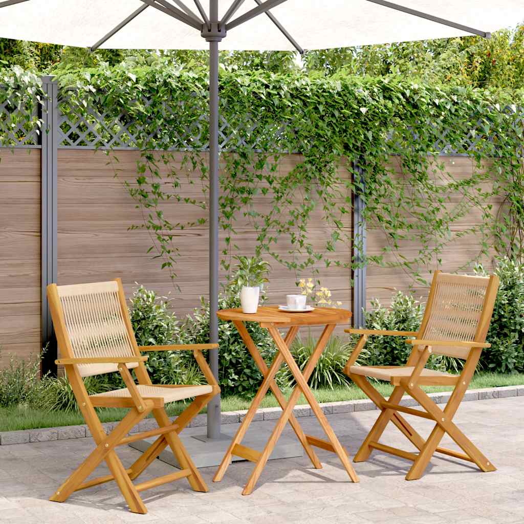 Outdoor Furniture Set 3 Piece Bistro Polypropylene & Solid Wood Patio